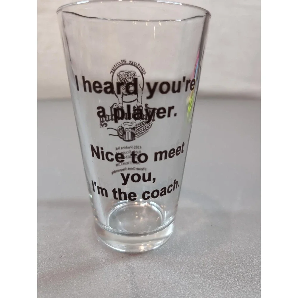 The Bulldog Baton Rouge LA Pint Glass 16oz Beer Pub Barware Coach Player Graphic